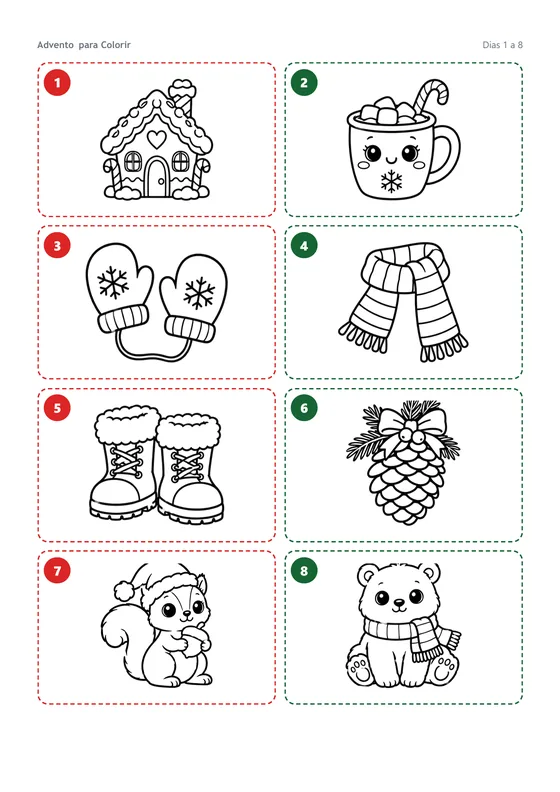 Calendário do Advento para colorir