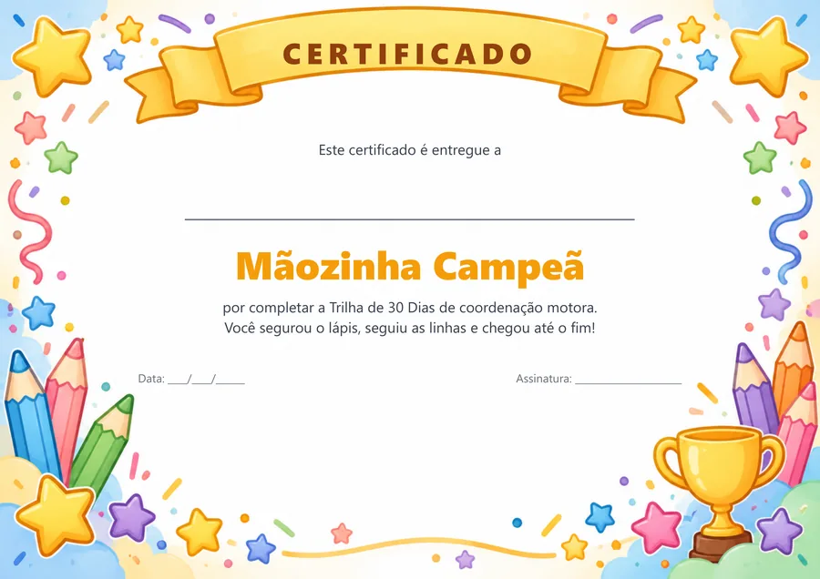 Certificado Mãozinha Campeã