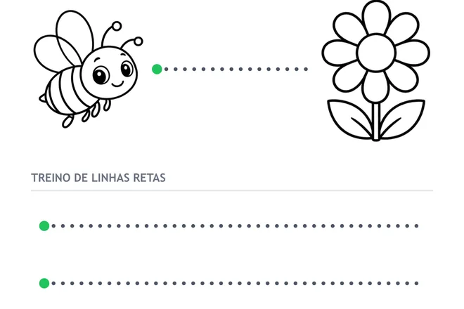 Fase 1: leve a abelha até a flor pela linha reta pontilhada